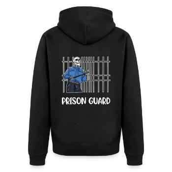 Prison Guard Gefängnis Geschenk - Unisex Premium Bio Zip Hoodie - Schwarz - Hinten - Nico (187cm)