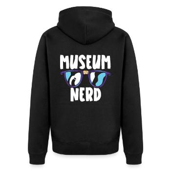 Museum Nerd Museum Lover Museum Kurator - Unisex Premium Bio Zip Hoodie - Schwarz - Hinten - Nico (187cm)