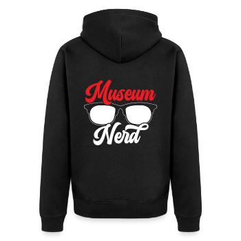 Museum Nerd Museum Lover Museum Kurator - Unisex Premium Bio Zip Hoodie - Schwarz - Hinten - Nico (187cm)