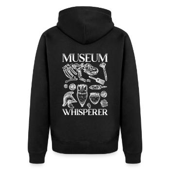 Museum Whisperer Museum Lover Museum Kurator - Unisex Premium Bio Zip Hoodie - Schwarz - Hinten - Nico (187cm)