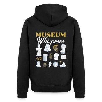 Museum Whisperer Museum Lover Museum Kurator - Unisex Premium Bio Zip Hoodie - Schwarz - Hinten - Nico (187cm)