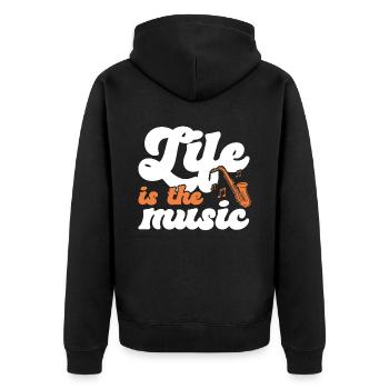 Das Leben ist die Musik Musiker Musik Liebhaber Musical - Unisex Premium Bio Zip Hoodie - Schwarz - Hinten - Nico (187cm)