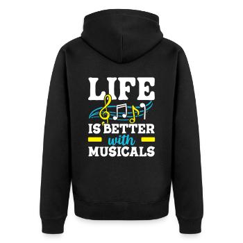 La vie est meilleure avec Musicals Musicien Mélomane - Veste à capuche bio Premium Unisexe - noir - Dos - Nico (187cm)