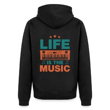 Das Leben ist die Musik Musiker Musik Liebhaber Musical - Unisex Premium Bio Zip Hoodie - Schwarz - Hinten - Nico (187cm)