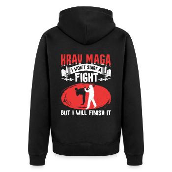 Krav Maga Apparel Israeli Self - Unisex Premium Organic Zip Hoodie - black - Back - Nico (187cm)
