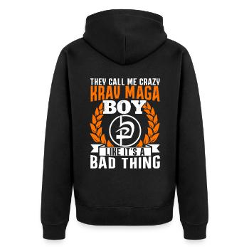 Krav Maga Apparel Israélien Self - Veste à capuche bio Premium Unisexe - noir - Dos - Nico (187cm)