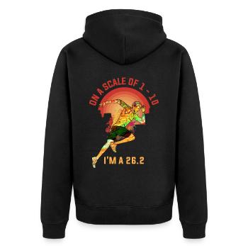 On A Scale Of 1 to 10 Im A 26.2 Marathon Geschenk - Unisex Premium Bio Zip Hoodie - Schwarz - Hinten - Nico (187cm)