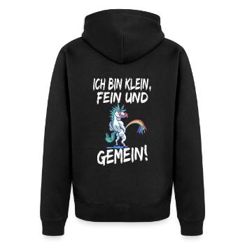 ich bin klein fein und gemein Einhorn Lustig - Unisex Premium Bio Zip Hoodie - Schwarz - Hinten - Nico (187cm)