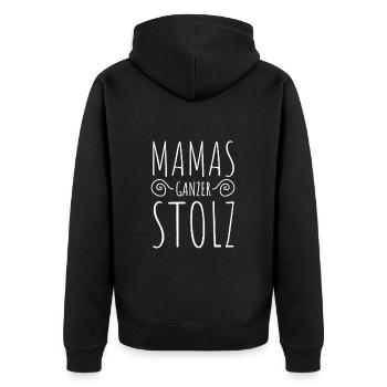 Mamas ganzer Stolz, Kind - Kindergeburtstag - Baby - Unisex Premium Bio Zip Hoodie - Schwarz - Hinten - Nico (187cm)