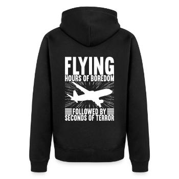 Pilot Flugzeug - Unisex Premium Bio Zip Hoodie - Schwarz - Hinten - Nico (187cm)