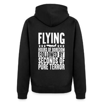 Pilot Flugzeug - Unisex Premium Bio Zip Hoodie - Schwarz - Hinten - Nico (187cm)