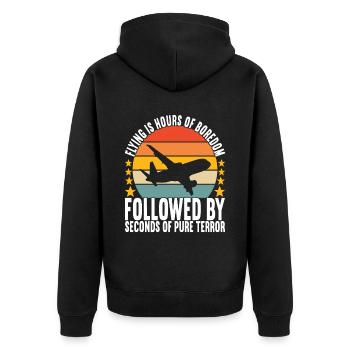 Pilot Flugzeug - Unisex Premium Bio Zip Hoodie - Schwarz - Hinten - Nico (187cm)