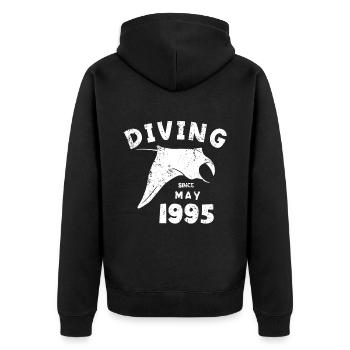 Diver Birthday - Diving since May 1995 - Unisex Premium Organic Zip Hoodie - black - Back - Nico (187cm)
