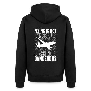 Pilot Flugzeug - Unisex Premium Bio Zip Hoodie - Schwarz - Hinten - Nico (187cm)