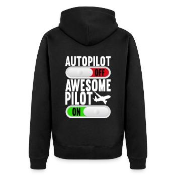 Pilot Flugzeug - Unisex Premium Bio Zip Hoodie - Schwarz - Hinten - Nico (187cm)