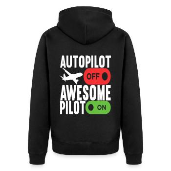 Pilot Flugzeug - Unisex Premium Bio Zip Hoodie - Schwarz - Hinten - Nico (187cm)