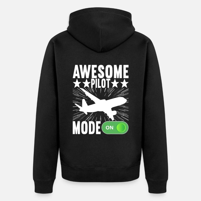 Pilot Flugzeug - Unisex Premium Bio Zip Hoodie - Schwarz