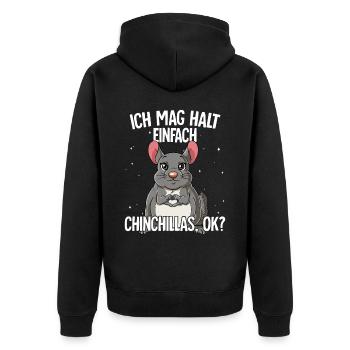 Ich mag halt einfach Chinchillas - Unisex Premium Bio Zip Hoodie - Schwarz - Hinten - Nico (187cm)