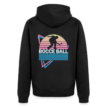 Boccia-Spieler Retro - Unisex Premium Bio Zip Hoodie - Schwarz - Hinten - Nico (187cm)