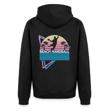 Strandhandballer Retro - Unisex Premium Bio Zip Hoodie - Schwarz - Hinten - Nico (187cm)