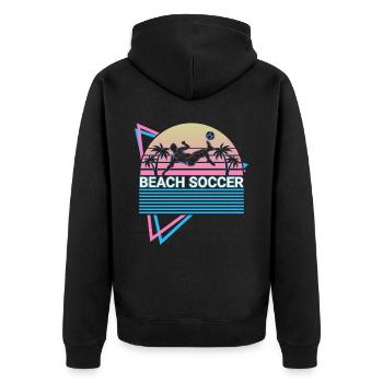 Beach Soccer Spieler Retro - Unisex Premium Bio Zip Hoodie - Schwarz - Hinten - Nico (187cm)