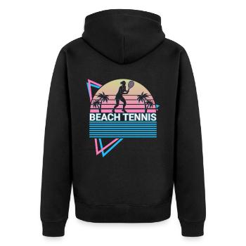 Beach Tennis Spieler Retro - Unisex Premium Bio Zip Hoodie - Schwarz - Hinten - Nico (187cm)
