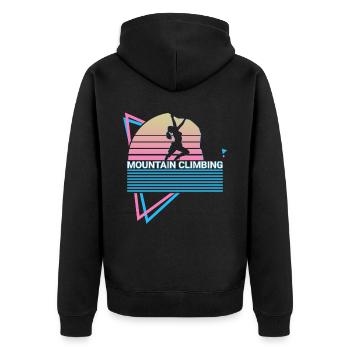Bergsteigen Bergsteiger Retro - Unisex Premium Bio Zip Hoodie - Schwarz - Hinten - Nico (187cm)