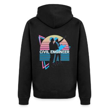 Civil Engineer Civil Engineering Retro - Unisex Premium Organic Zip Hoodie - black - Back - Nico (187cm)