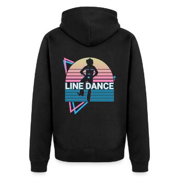 Line Dance Retro - Unisex Premium Organic Zip Hoodie - black - Back - Nico (187cm)