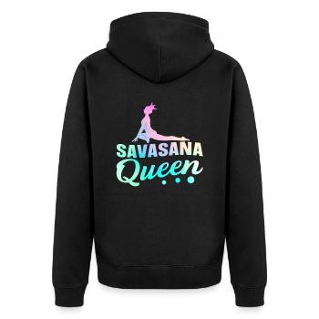 Savasana Queen Lotus Flower Yoga - Unisex Premium Bio Zip Hoodie - Schwarz - Hinten - Nico (187cm)