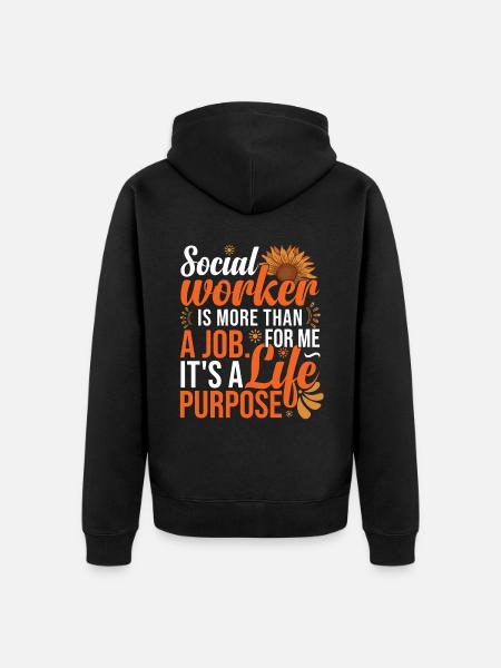 Social Worker Sunflower - Unisex Premium Organic Zip Hoodie - black