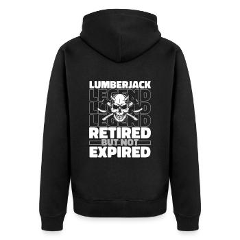 Holzhacker Forstarbeiter Holzfäller Im Ruhestand - Unisex Premium Bio Zip Hoodie - Schwarz - Hinten - Nico (187cm)