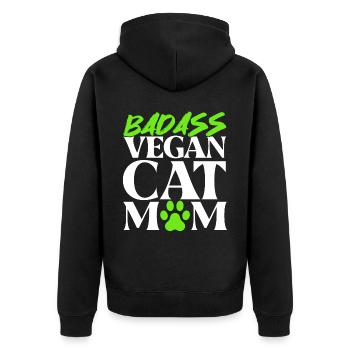 Maman chat végétalien - Veste à capuche bio Premium Unisexe - noir - Dos - Nico (187cm)