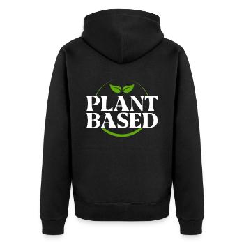 Plant Based - Unisex Premium Organic Zip Hoodie - black - Back - Nico (187cm)