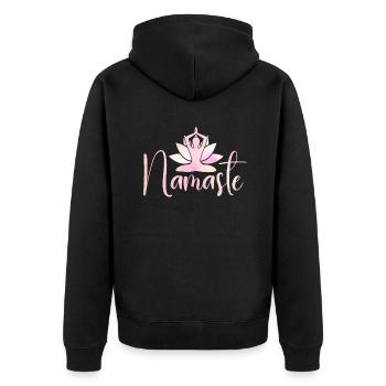 Namaste Lotus Flower Meditation Yoga - Unisex Premium Bio Zip Hoodie - Schwarz - Hinten - Nico (187cm)
