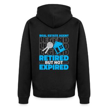 Retired Real Estate Agent - Unisex Premium Organic Zip Hoodie - black - Back - Nico (187cm)