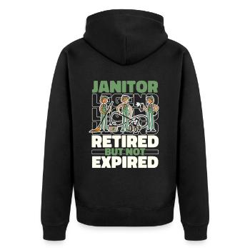 Retired caretaker - Unisex Premium Organic Zip Hoodie - black - Back - Nico (187cm)