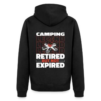 Retired camping tent - Unisex Premium Organic Zip Hoodie - black - Back - Nico (187cm)