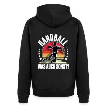 Handball Handballer - Unisex Premium Bio Zip Hoodie - Schwarz - Hinten - Nico (187cm)