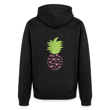 Flamingo Pink Vogel Zoo Sommer Urlaub Geschenk - Unisex Premium Bio Zip Hoodie - Schwarz - Hinten - Nico (187cm)