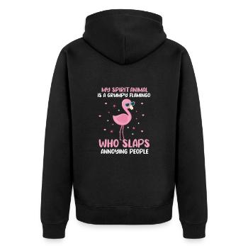 Flamingo Pink Vogel Zoo Sommer Urlaub Geschenk - Unisex Premium Bio Zip Hoodie - Schwarz - Hinten - Nico (187cm)