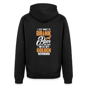 Golden Retriever - Unisex Premium Bio Zip Hoodie - Schwarz - Hinten - Nico (187cm)