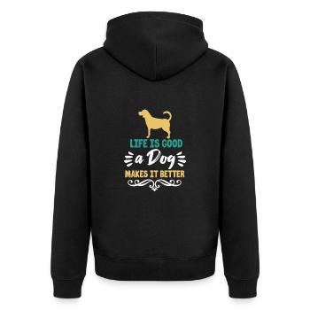 Golden Retriever - Unisex Premium Bio Zip Hoodie - Schwarz - Hinten - Nico (187cm)