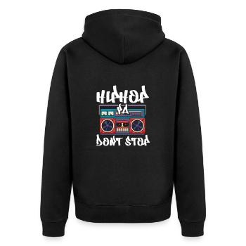 Hip Hop Rap Musik Rapper Hiphop Geschenk - Unisex Premium Bio Zip Hoodie - Schwarz - Hinten - Nico (187cm)