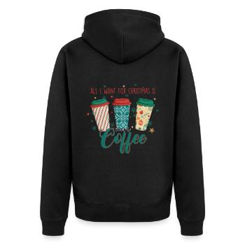 Kaffee Kaffeetrinker Geschenkidee - Unisex Premium Bio Zip Hoodie - Schwarz - Hinten - Nico (187cm)