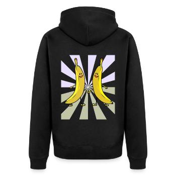 Strahlen Bio Bananen Banane Vitamine Frucht Obst - Unisex Premium Bio Zip Hoodie - Schwarz - Hinten - Nico (187cm)