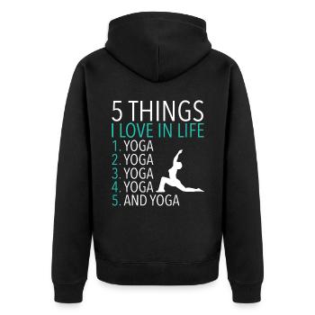 Yoga - Unisex Premium Bio Zip Hoodie - Schwarz - Hinten - Nico (187cm)