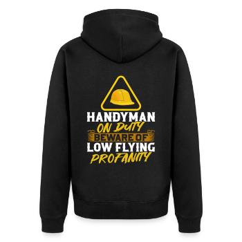 Artisans en service Méfiez-vous des - Veste à capuche bio Premium Unisexe - noir - Dos - Nico (187cm)