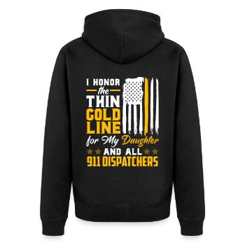 I honor the Thing Gold Line for my daughter - - Unisex Premium Organic Zip Hoodie - black - Back - Nico (187cm)