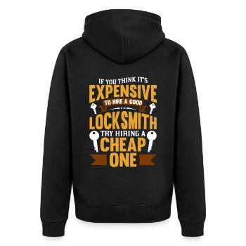 Wenn Sie denken, dass es teuer ist, eine gute - Unisex Premium Bio Zip Hoodie - Schwarz - Hinten - Nico (187cm)